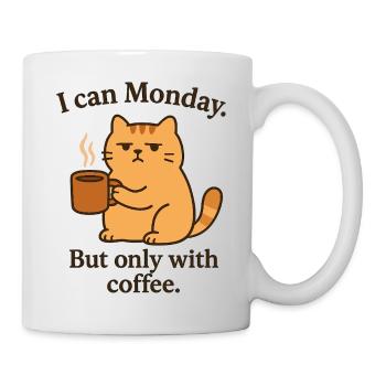 Monday cat with coffee - Mug - white - Right
