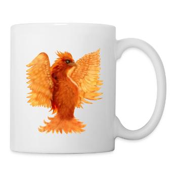 Simurgh: Neon Emerald Gaze, Fiery Bird - Mug - white - Right