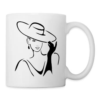 Belle dame en chapeau et gants - Mug blanc - blanc - Droite