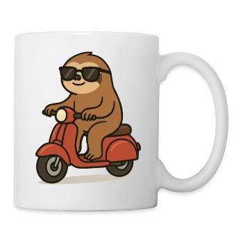 faultier comic moped - Tasse - Weiß - Rechts