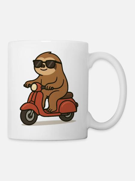 faultier comic moped - Tasse - Weiß