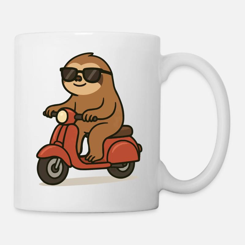 faultier comic moped - Tasse - Weiß