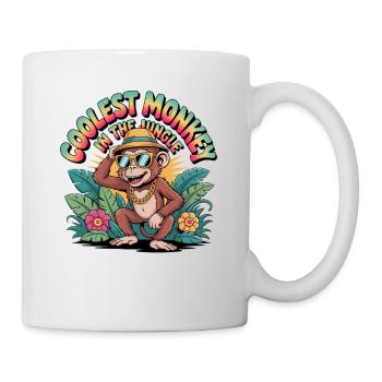 Coolest Monkey in the Jungle – Retro-Affe mit Sonn - Tasse - Weiß - Rechts