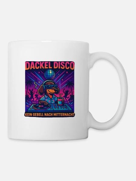 Dackel Disco – Kein Gebell erlaubt - Tasse - Weiß