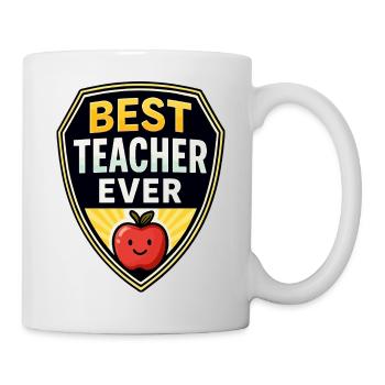 Best Teacher Ever Badge – Fun Education Tribute - Mug - white - Right