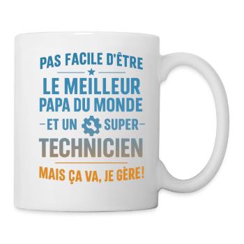 Super Papa Technicien idée cadeau fête des pères - Mug blanc - blanc - Droite