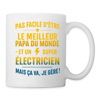 Super papa électricien idée cadeau fête des pères - Mug blanc - blanc - Droite