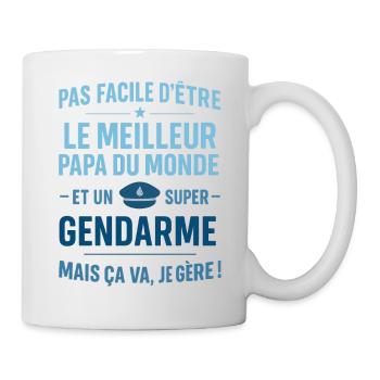 Super Papa Gendarme idée cadeau fête des pères - Mug blanc - blanc - Droite