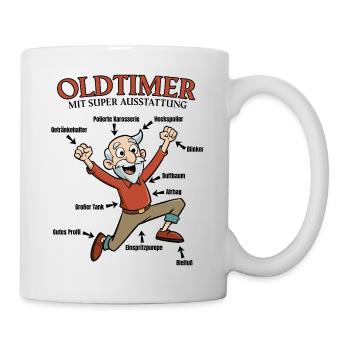 Oldtimer mit super Ausstattung - Geburtstag Mann - Tasse - Weiß - Rechts