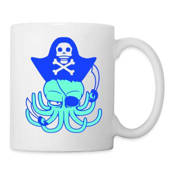 Oktopus Pirat Crew Kapitän Segler Freibeuter Segel - Tasse - Weiß - Rechts