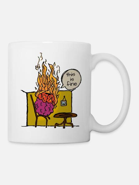 Burning Brain Meme C’est bien de dire - Mug blanc - blanc