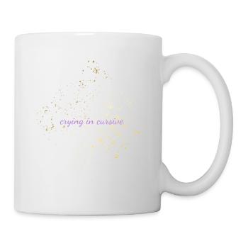 Weinen in kursiver, emotionaler, weicher Mädchenästhetik - Tasse - Weiß - Rechts
