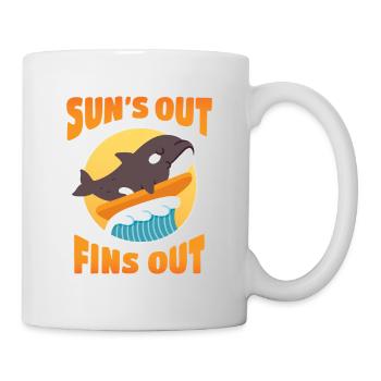 Funny Orca On Surfboard Suns Out Fins Out - Mug - white - Right
