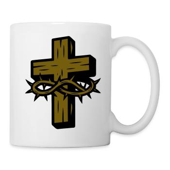 Kreuz Dornenkrone Symbol - Tasse - Weiß - Rechts