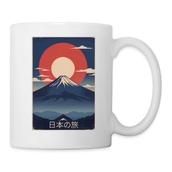 Berg Retro T-Shirt – Japan Reisegrafik - Tasse - Weiß - Rechts