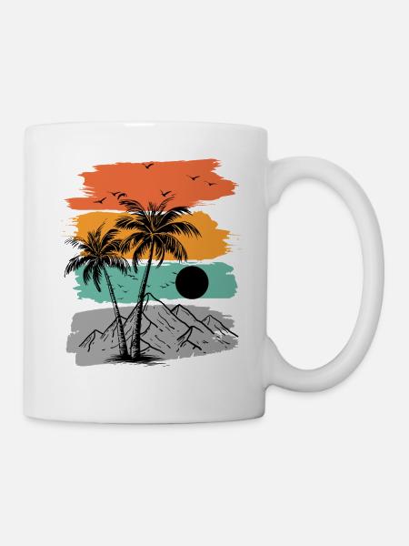 Summer beach palm mountains - Mug - white