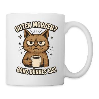 Ganz dünnes Eis Spruch Katze Kaffee - Tasse - Weiß - Rechts