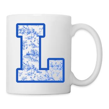 Lettre l chinoiserie bleu - Mug blanc - blanc - Droite