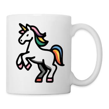 Minimales Regenbogen-Einhorn – Einfache Fantasy-Pferdekunst - Tasse - Weiß - Rechts