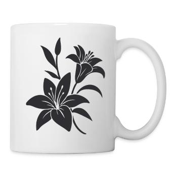 Elegante monochrome florale Illustration - Tasse - Weiß - Rechts