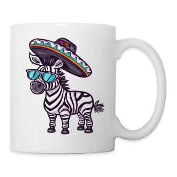 Zebra Comic Lustig Sombrero - Tasse - Weiß - Rechts