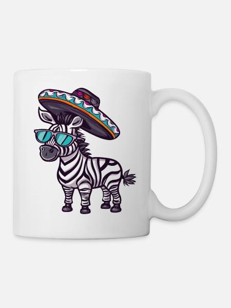 Zebra Comic Lustig Sombrero - Tasse - Weiß