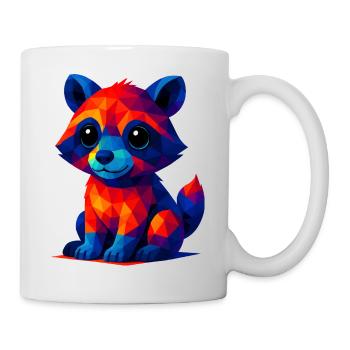 WPAP Polygon Kawaii Style Animals Baby Raccoon - Mug - white - Right