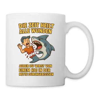 Zeit heilt wunden Hai - Tasse - Weiß - Rechts