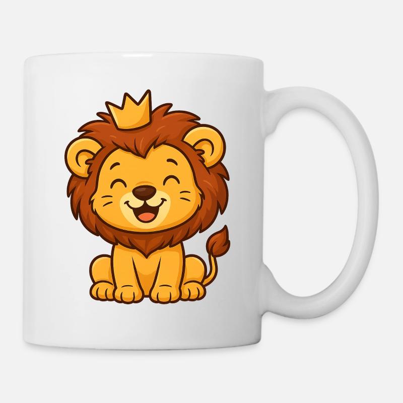 Mignon Roi Lion avec Couronne - Mug blanc - blanc