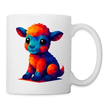 WPAP Polygon Kawaii Stil Baby Schaf Lamm - Tasse - Weiß - Rechts