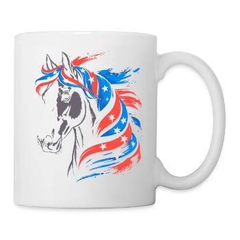 Patriotisches Pferd mit Sternenmähne - Tasse - Weiß - Rechts