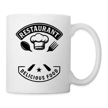 Restaurant leckeres Essen - NAME - Tasse - Weiß - Rechts