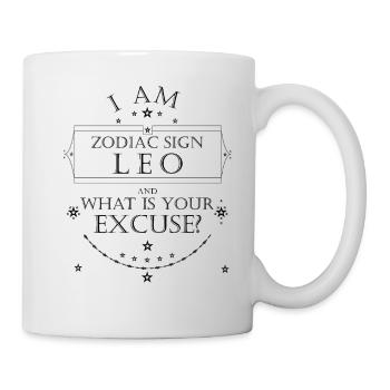 Sternzeichen Löwe. Was ist deine Ausrede? Schwarz - Tasse - Weiß - Rechts