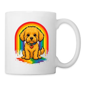 Maltipoo & Regenbogen – Liebe kennt keine Grenzen - Tasse - Weiß - Rechts