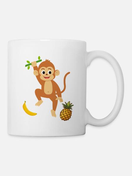 Player Monkey with Pineapple and Banana - Mug - white