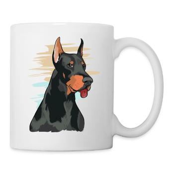 Playful Doberman Portrait Artwork - Mug - white - Right