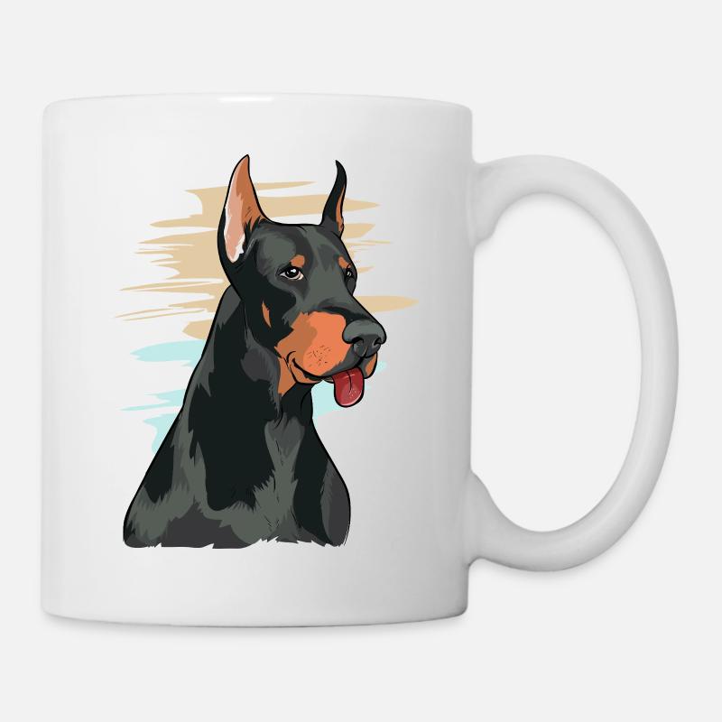 Verspieltes Dobermann-Porträt-Kunstwerk - Tasse - Weiß
