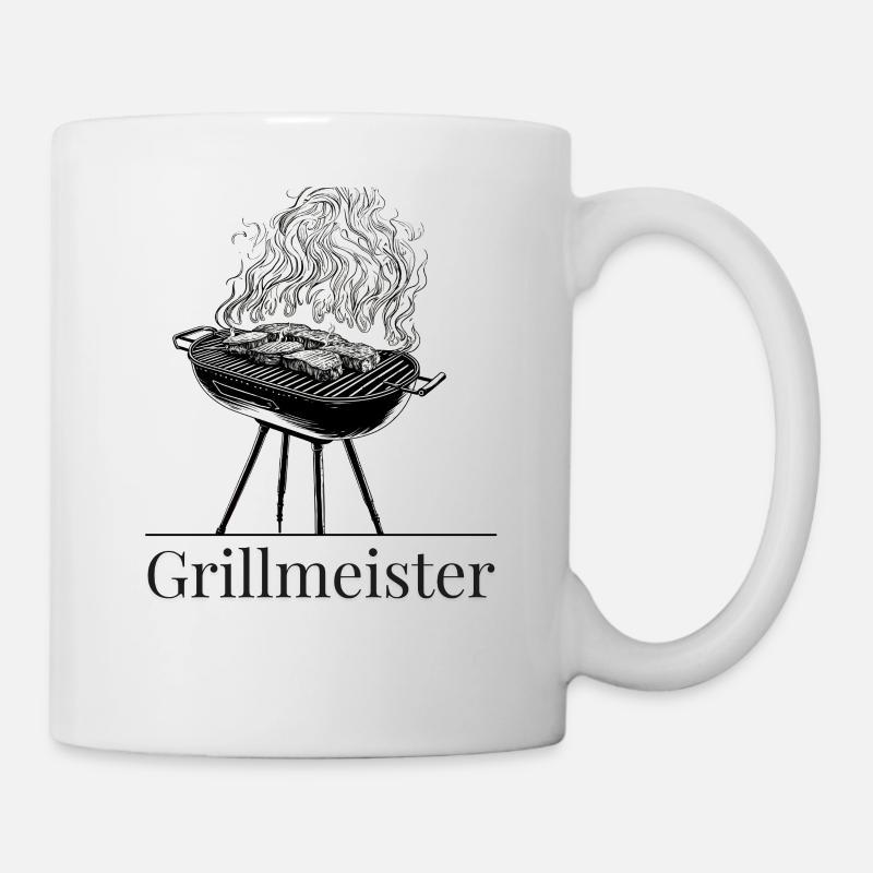 Grill master with smoke and steak - Mug - white