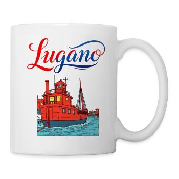 Lugano Harbour Landscape Art Print - Mug - white - Right