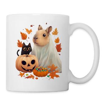 Halloween Capybara Cat Ghost Gift Idea - Mug - white - Right
