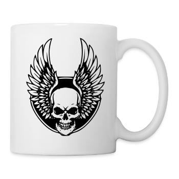 Todeskralle mit Engelsflügeln - Tasse - Weiß - Rechts