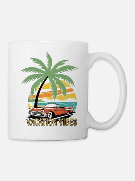 Ciel tropical et voiture vintage - Mug blanc - blanc
