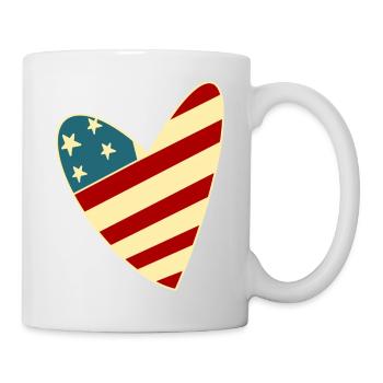 Cœur patriotique Américain à Rayures et Étoiles - Mug blanc - blanc - Droite