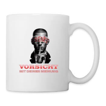 Vorsicht, Subtile Botschaft mit Augenbinde - Tasse - Weiß - Rechts
