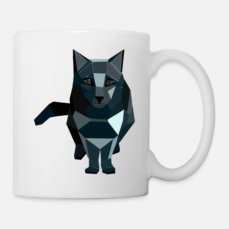 Obsidian style geometric cat - Mug - white