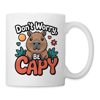 Illustration fantaisiste Capybara cheer - Mug blanc - blanc - Droite