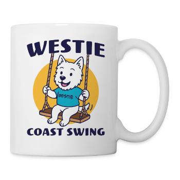 Westie Coast Swing Happy Pup sur une balançoire - Mug blanc - blanc - Droite