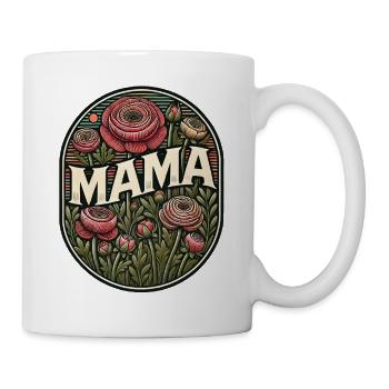 Vintage Floral Mama Badge Design - Mug - white - Right
