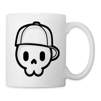 Crâne ludique avec illustration de casquette - Mug blanc - blanc - Droite