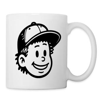 Verspieltes Cartoon Junge Gesicht Design - Tasse - Weiß - Rechts